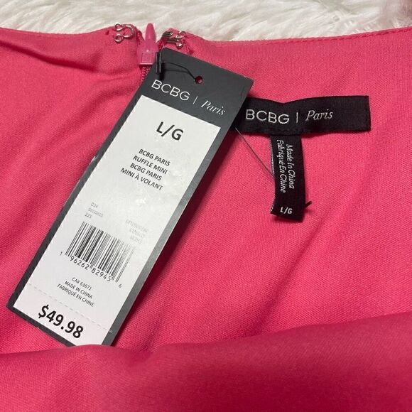 BCBG Pink Dress Ruffle Womens Size Large Sleeveless Flattering NEW with Tag - Picture 3 of 10